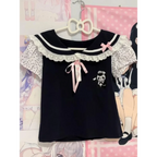 Y2K Lace T-shirt - Kawaii Cartoon Embroidery Graphic Tee - T-Shirts - 4
