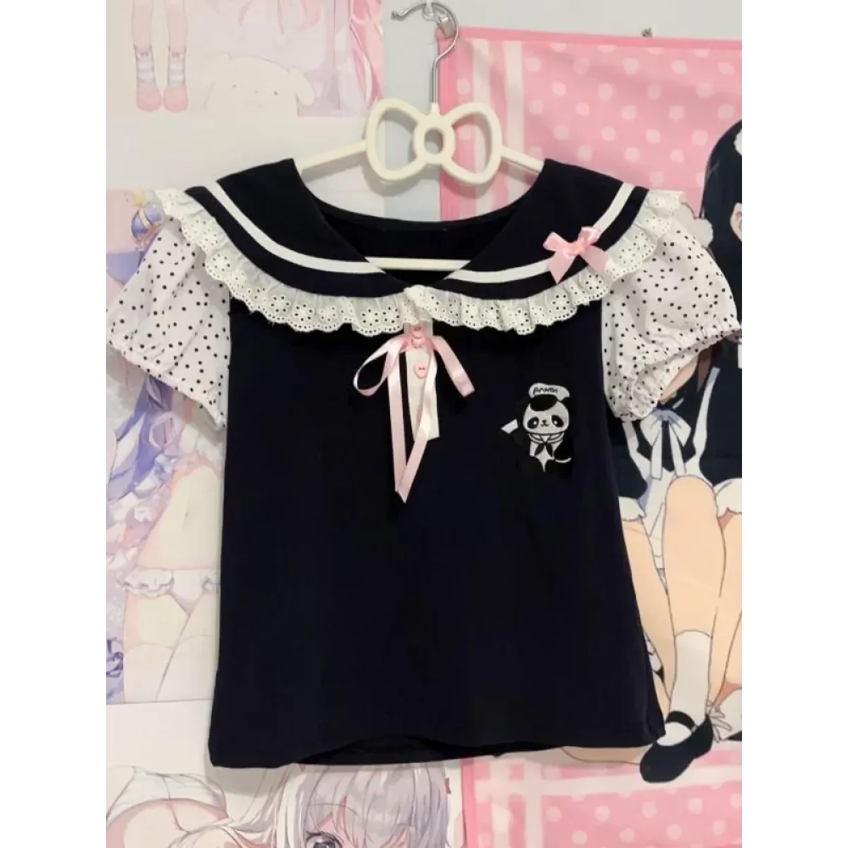 Y2K Lace T-shirt - Kawaii Cartoon Embroidery Graphic Tee - T-Shirts - 4