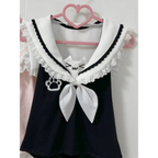 Kawaii Cat Lace Sailor Crop Top - T-Shirts - Sleeveless - Women T-shirts - 12