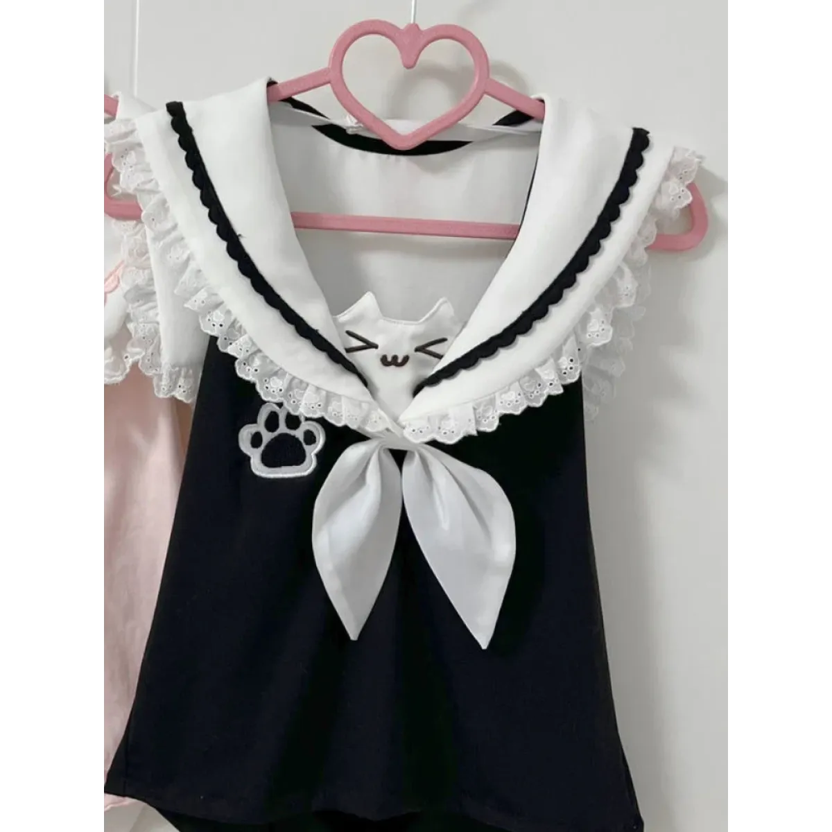 Kawaii Cat Lace Sailor Crop Top - T-Shirts - Sleeveless - Women T-shirts - 12