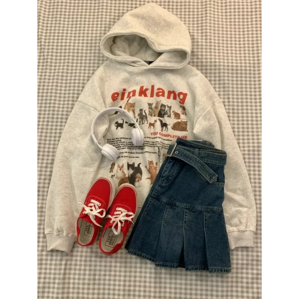 Kawaii Cat Print Fleece Hoodie Sweatshirt - T-Shirts - Sweatshirt - 1