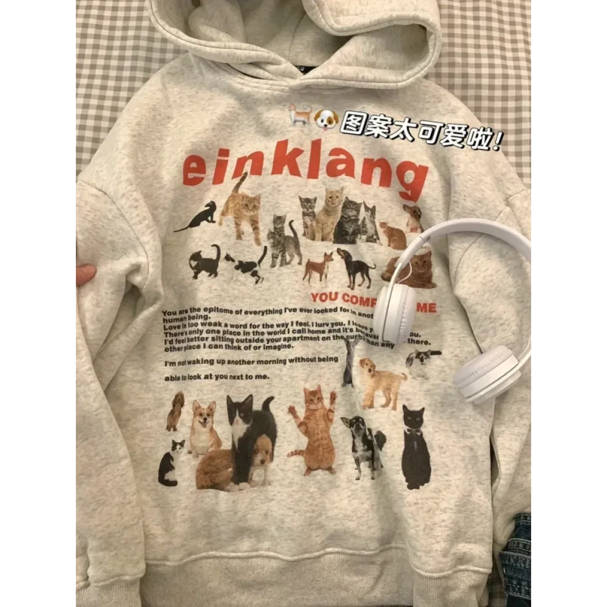 Kawaii Cat Print Fleece Hoodie Sweatshirt - T-Shirts - Sweatshirt - 2