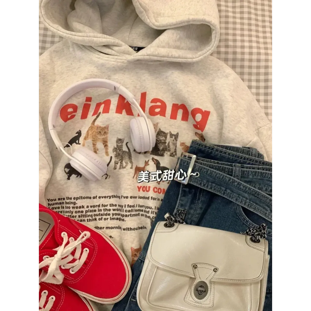 Kawaii Cat Print Fleece Hoodie Sweatshirt - T-Shirts - Sweatshirt - 4