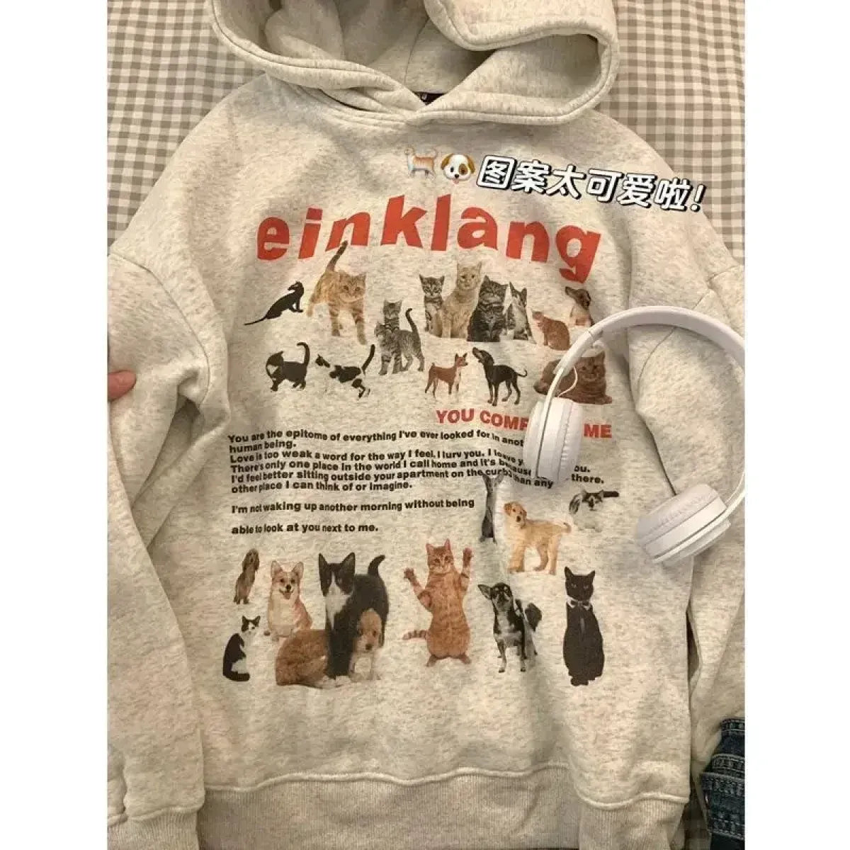 Kawaii Cat Print Fleece Hoodie Sweatshirt - T-Shirts - Sweatshirt - 6