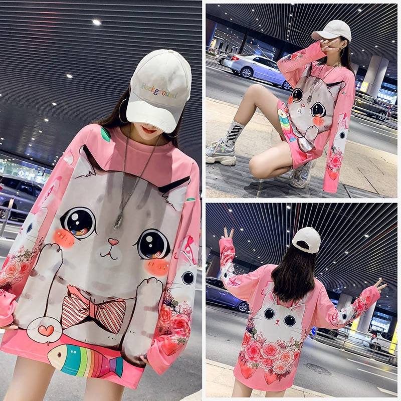 Kawaii Cat Sweatshirt - Pink / L - T-Shirts - Coats & Jackets - 14 - 2024