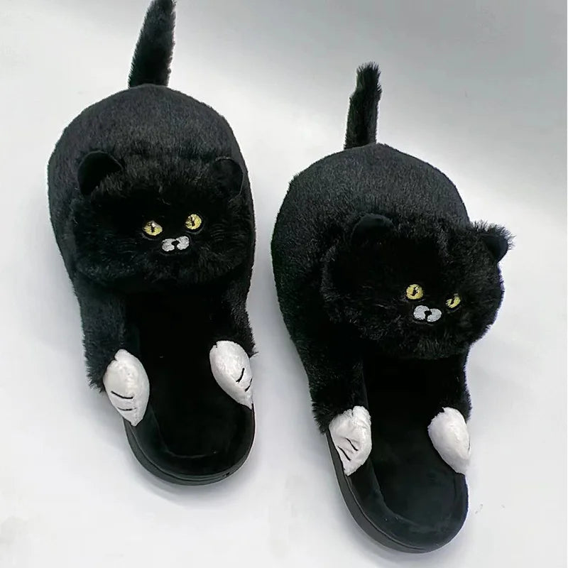 Kawaii Cat Winter Slippers for Women & Men - Black / 4.5 - Women’s Clothing & Accessories - Shoes - 10 - 2024