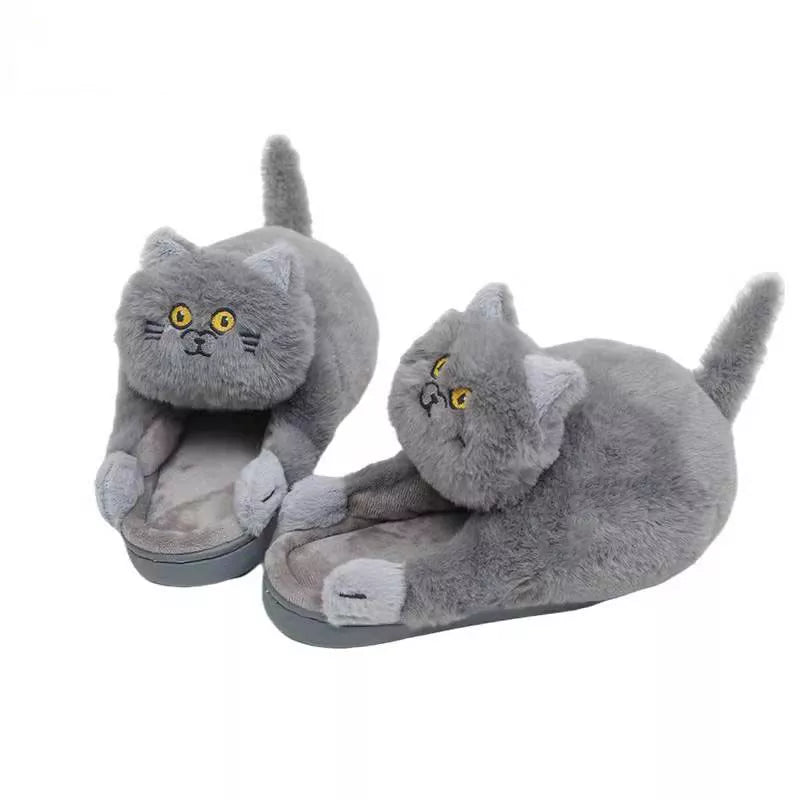 Kawaii Cat Winter Slippers for Women & Men - Gray / 4.5 - Women’s Clothing & Accessories - Shoes - 8 - 2024