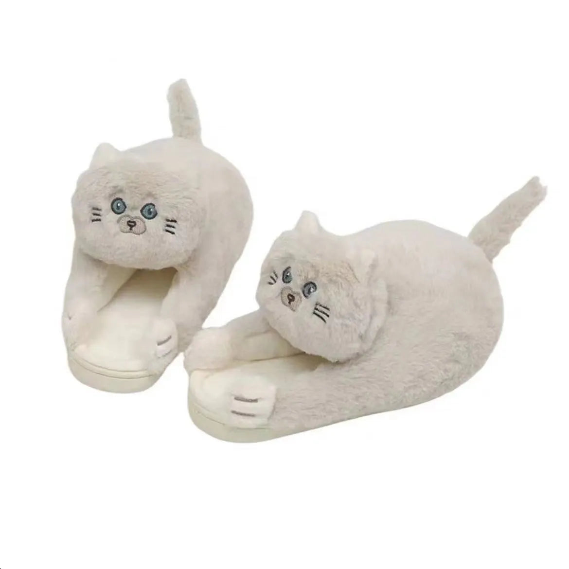 Kawaii Cat Winter Slippers for Women & Men - Beige / 4.5 - Women’s Clothing & Accessories - Shoes - 9 - 2024