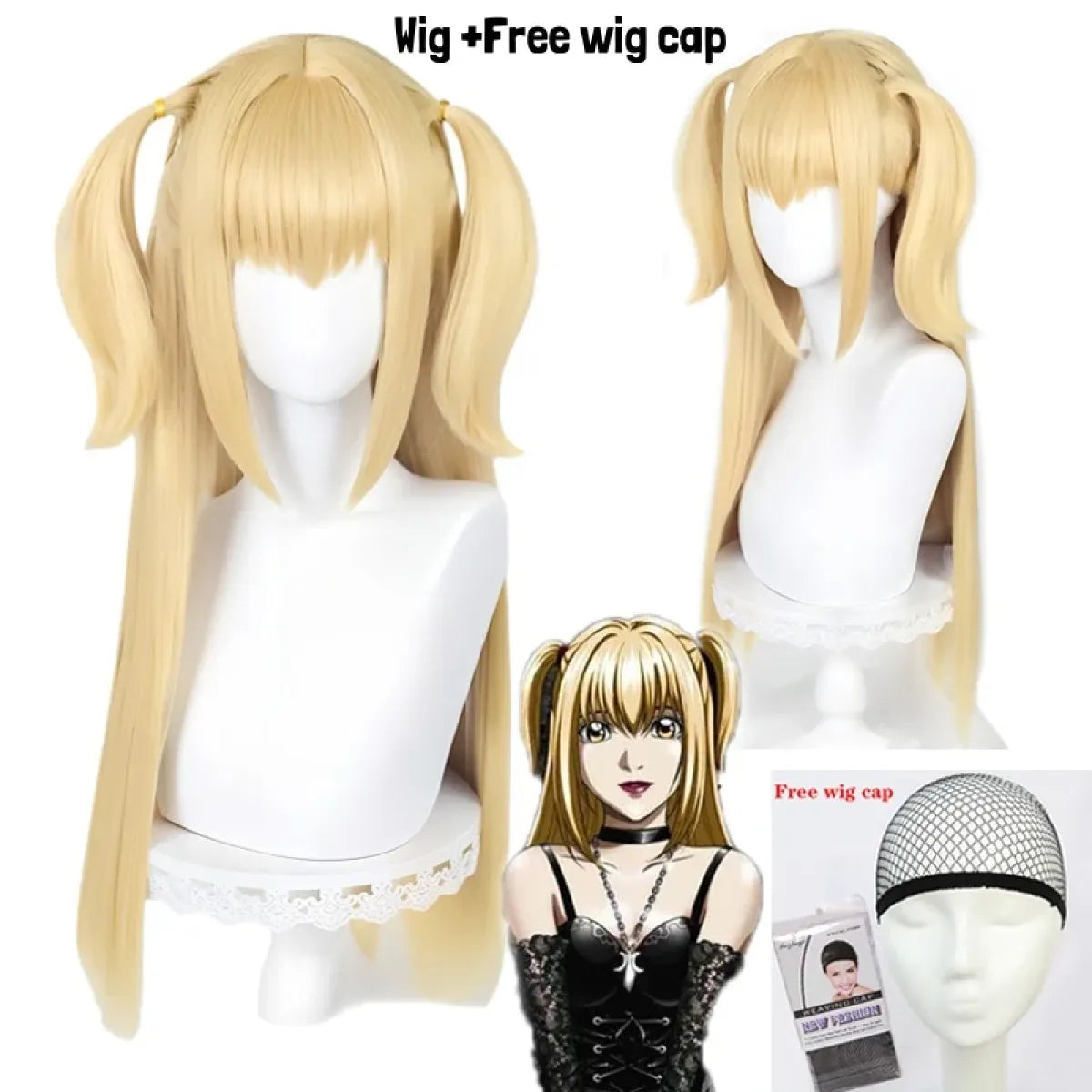 Misa Amane Cosplay Wig – Death Note Blonde Twin Tails with Wig Cap Set - Cosplay - Cosplay - 13
