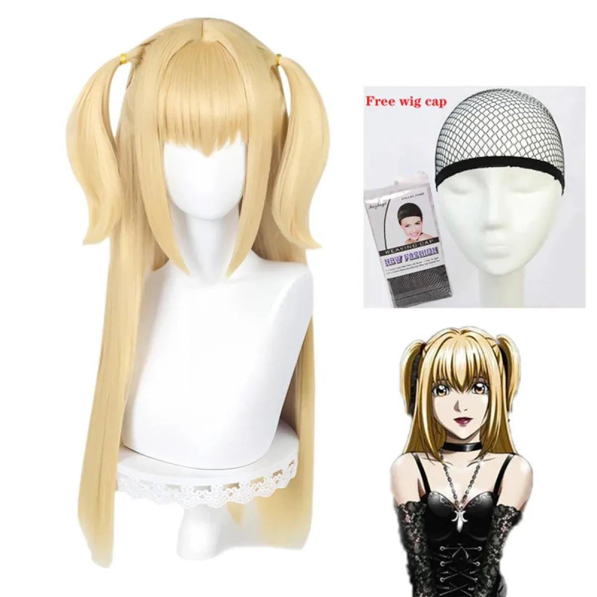 Misa Amane Cosplay Wig – Death Note Blonde Twin Tails with Wig Cap Set - Cosplay - Cosplay - 6