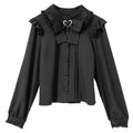 Lace Trim Bow Blouse – Harajuku Y2K Grunge Lolita Shirt - T-Shirts - Long - Crew - Blouses - 8