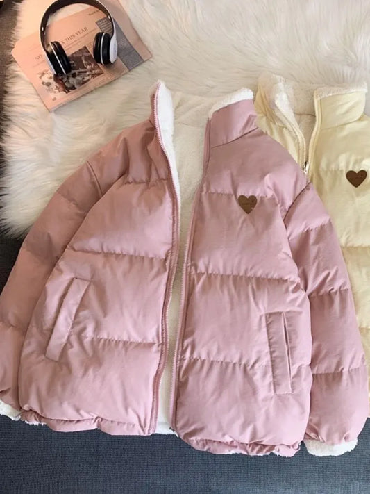 Kawaii Double Sided Love Bear Winter Puffer Jacket - Jackets & Coats - Coats & Jackets - 1 - 2024