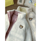 Kawaii Double Sided Love Bear Winter Puffer Jacket - Jackets & Coats - 3