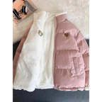 Kawaii Double Sided Love Bear Winter Puffer Jacket - Jackets & Coats - 6