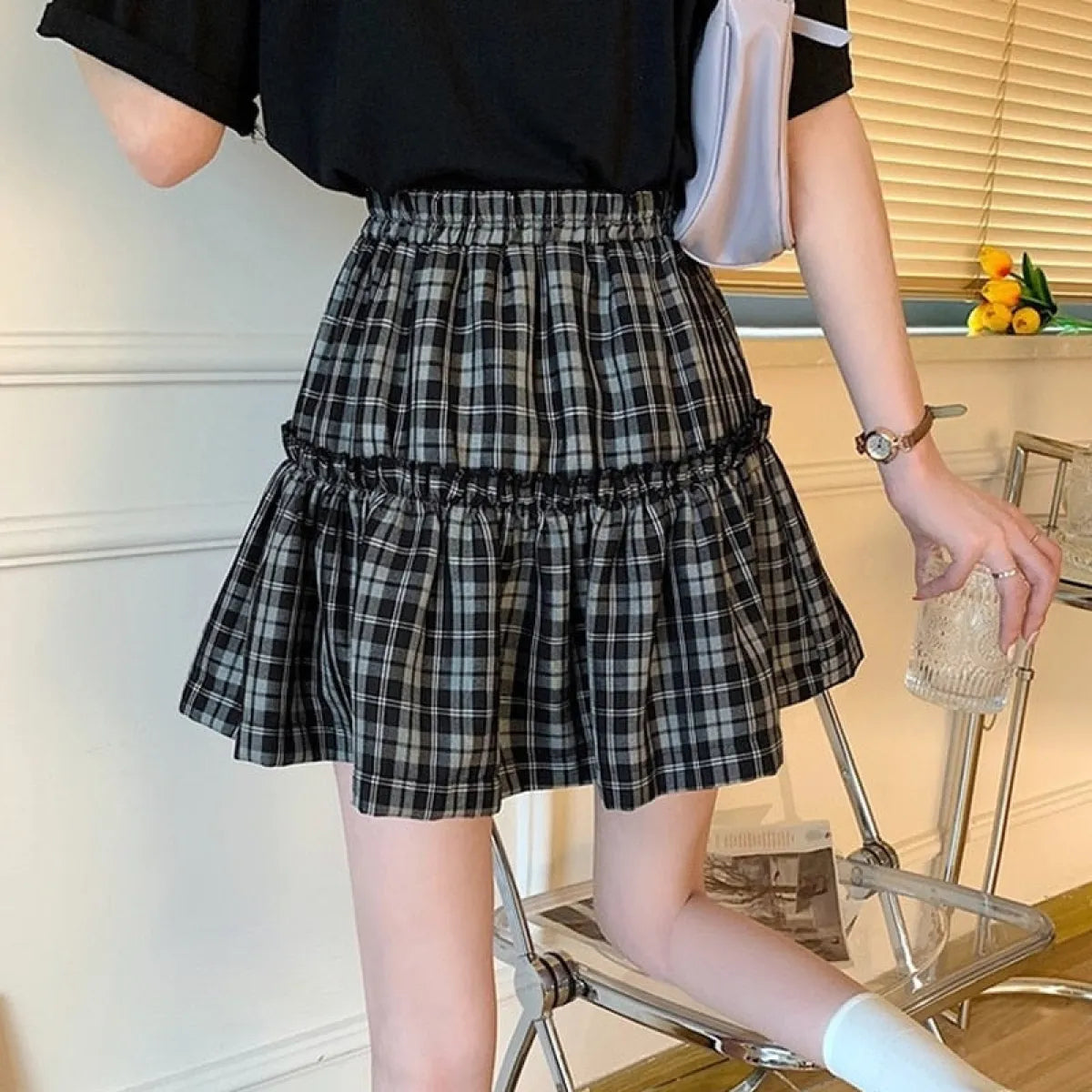 Kawaii Gothic Lolita Plaid Skirt - Bottoms - 2