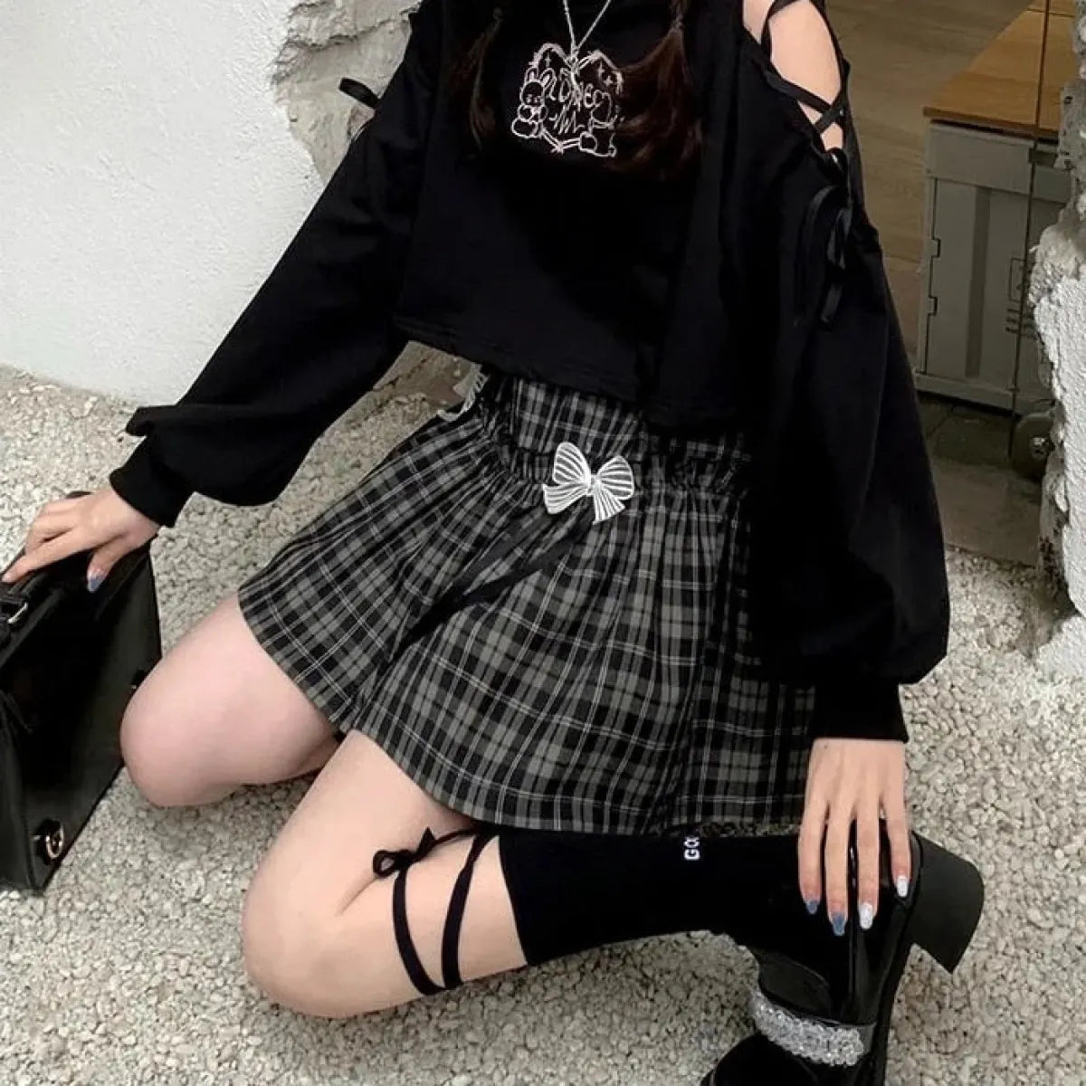 Kawaii Gothic Lolita Plaid Skirt - Bottoms - 4