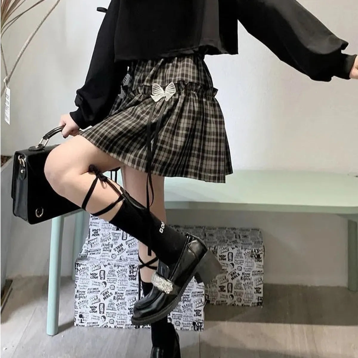 Kawaii Gothic Lolita Plaid Skirt - Bottoms - 5