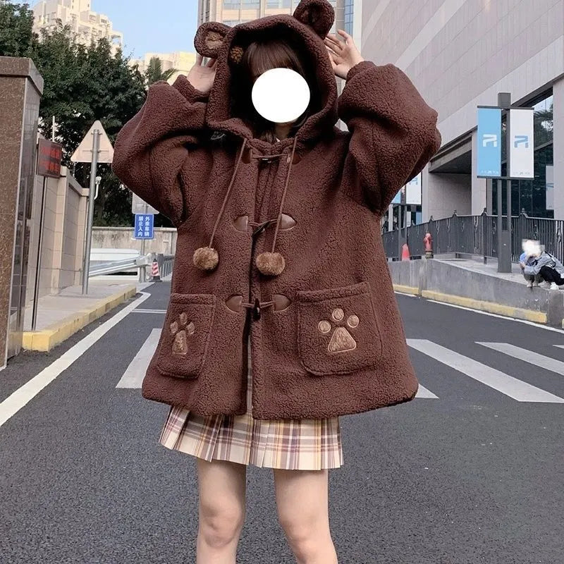 Kawaii Harajuku Style Cat Paw Winter Coat - Coffee 2 / S - Women’s Clothing & Accessories - Coats & Jackets - 7 - 2024