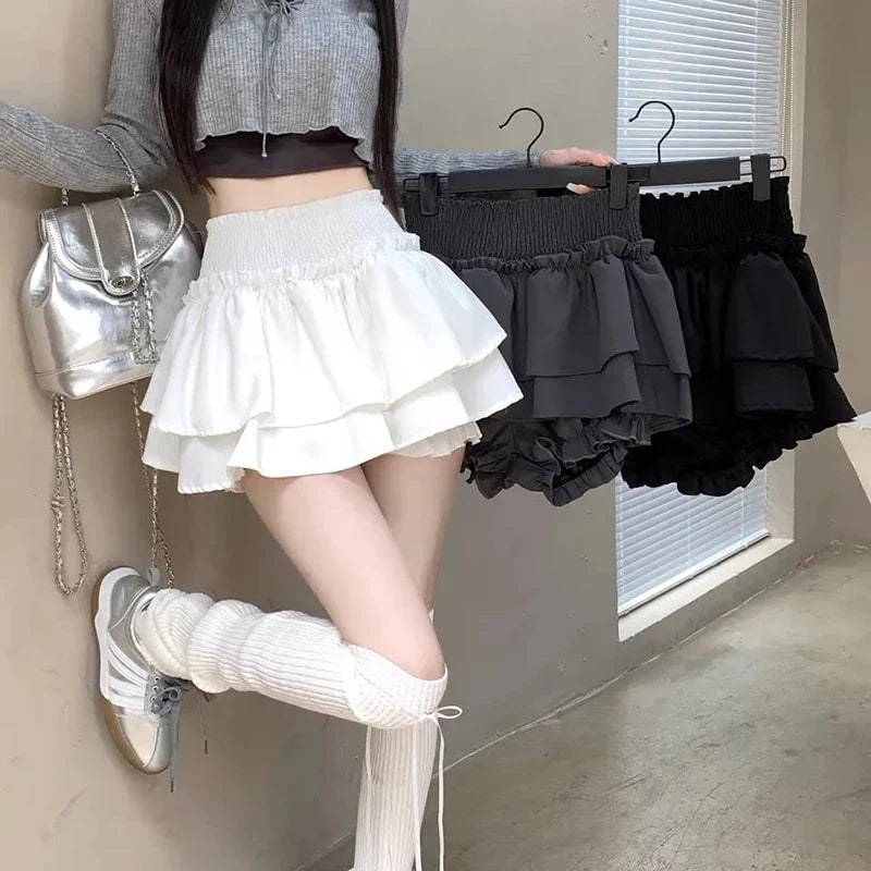 Women’s Ruffled Layered Mini Skirt – Kawaii Harajuku Y2K High Waist A-Line Skirt - Bottoms - Skirts - 2025 - 5