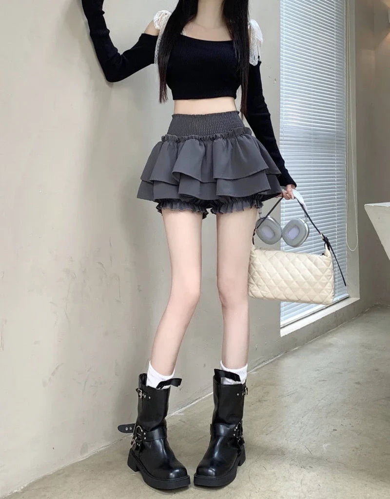 Women’s Ruffled Layered Mini Skirt – Kawaii Harajuku Y2K High Waist A-Line Skirt - Bottoms - Skirts - 2025 - 16