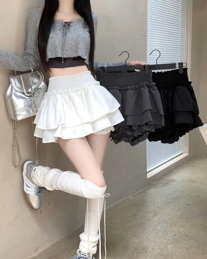 Women’s Ruffled Layered Mini Skirt – Kawaii Harajuku Y2K High Waist A-Line Skirt - Bottoms - Skirts - 2025 - 7