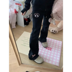 Flare Sweatpants – Kawaii High Waist Embroidered Trousers - Bottoms - Women’s Pants - 2