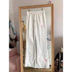 Flare Sweatpants – Kawaii High Waist Embroidered Trousers - Bottoms - Women’s Pants - 6