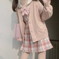 Kawaii Knitted Cardigan – Women’s Heart Pocket Bow Sweater - Sweaters - Long - Shirt - Cardigans - 10