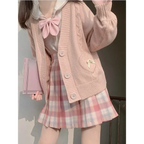 Kawaii Knitted Cardigan – Women’s Heart Pocket Bow Sweater - Sweaters - Long - Shirt - Cardigans - 6