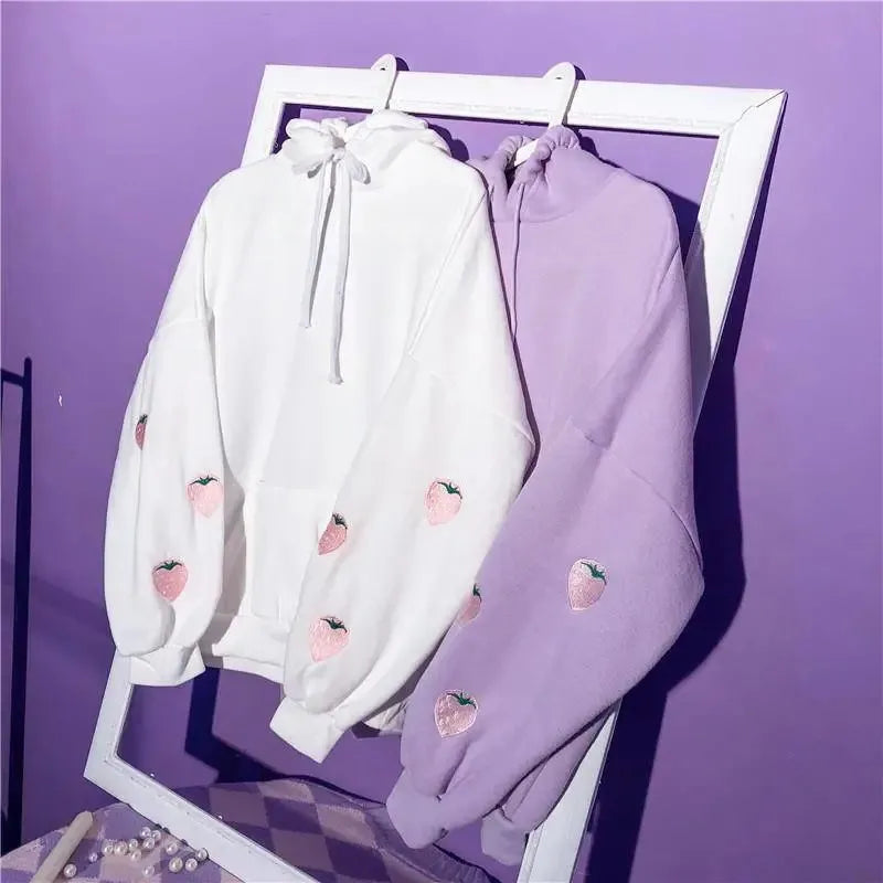 Kawaii Korean Style Strawberry Hoodie - Women’s Clothing & Accessories - Shirts & Tops - 1 - 2024