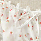 Off Shoulder Kawaii Lingerie Set - Cute Strawberry Print Bra with Ruffles - Women’s Clothing & Accessories - Lingerie