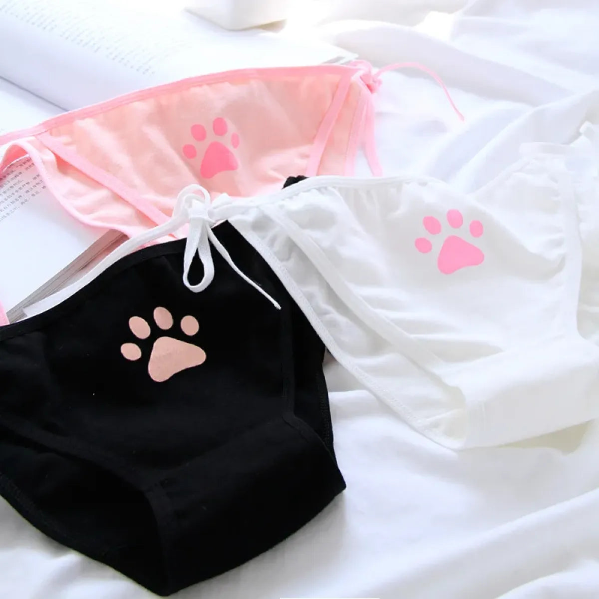 Cat Paw Tie-Side Cotton Panties – Kawaii Lolita Lingerie - Women’s Clothing & Accessories - Panties - 2