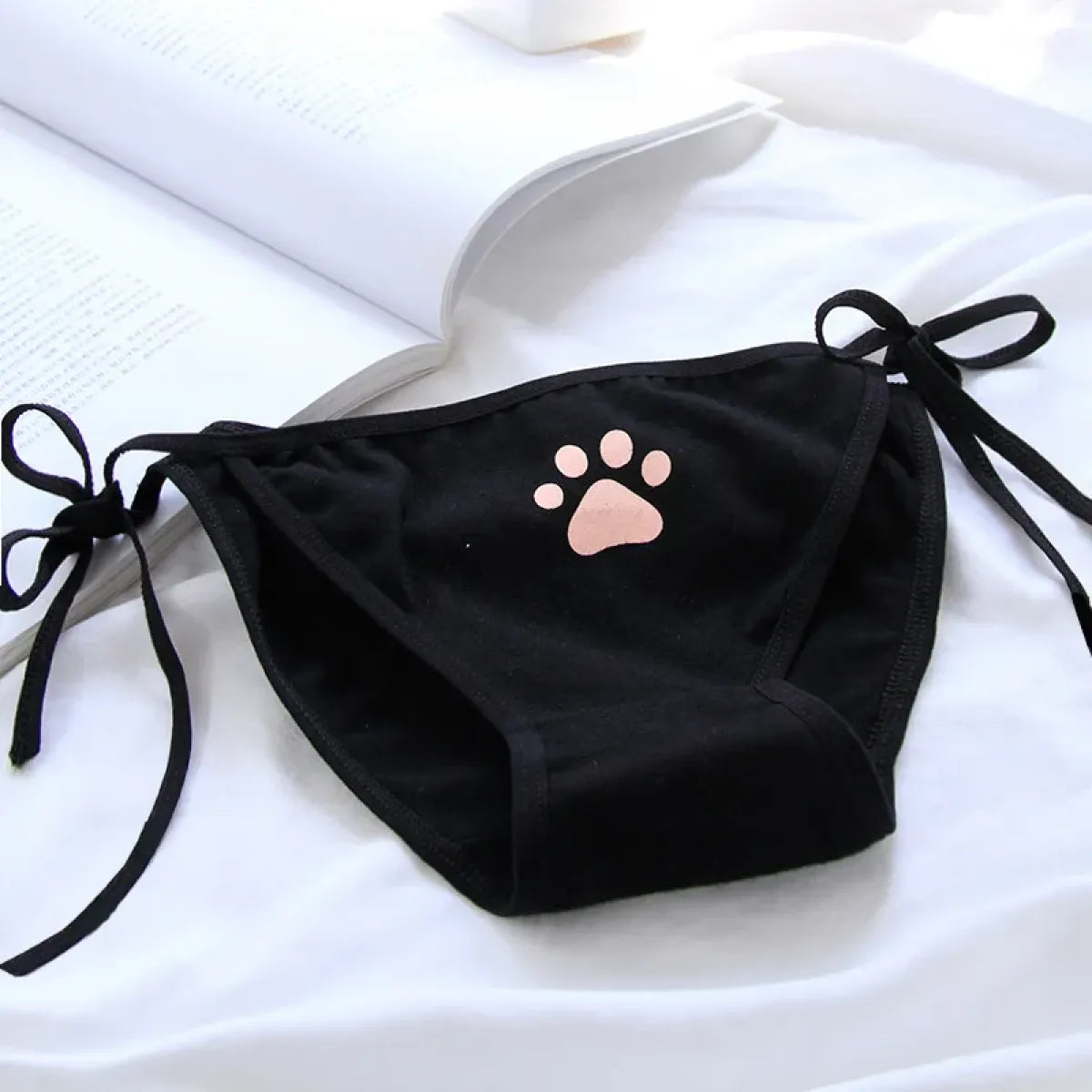 Cat Paw Tie-Side Cotton Panties – Kawaii Lolita Lingerie - Best Sellers - Panties - 4