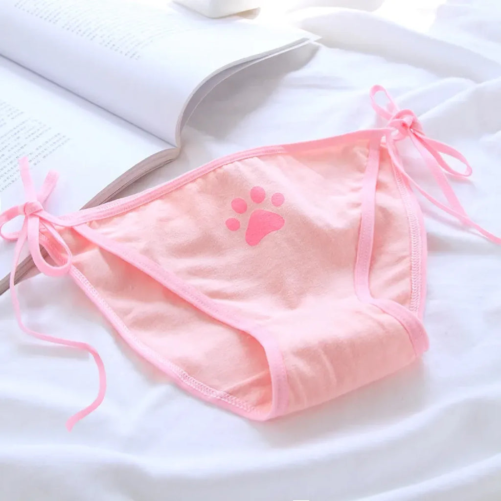 Cat Paw Tie-Side Cotton Panties – Kawaii Lolita Lingerie - Women’s Clothing & Accessories - Panties - 5
