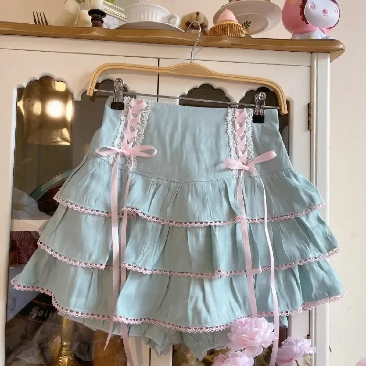 Kawaii Lolita High Waist Bandage Pleated Skirt - Bottoms - Pleated Skirt - 8