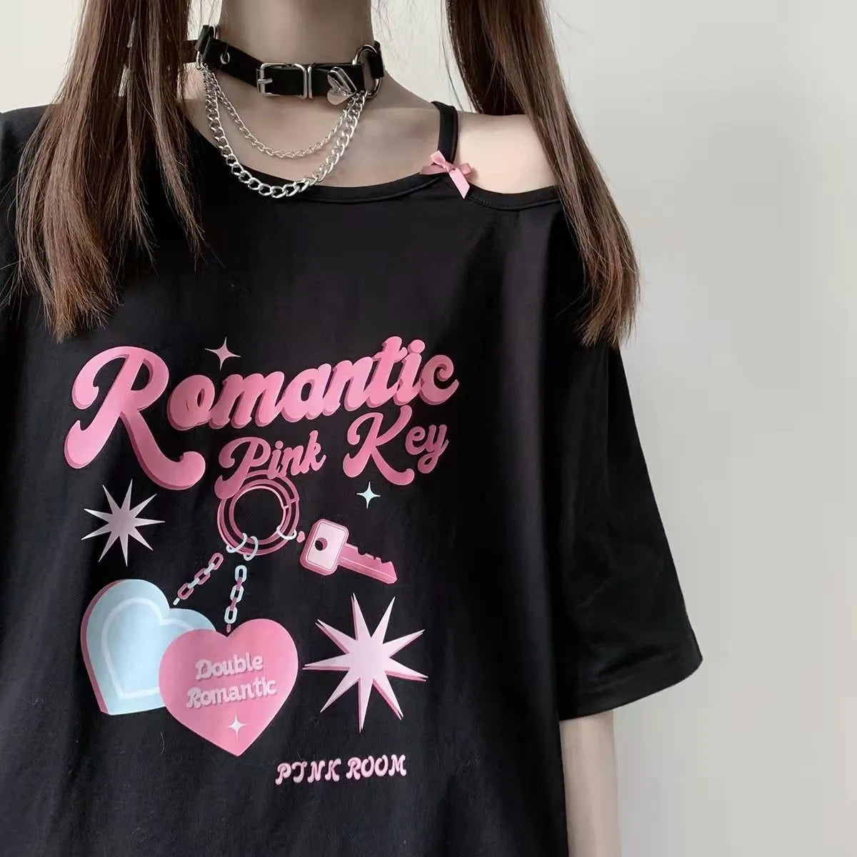 Kawaii Off-Shoulder Graphic Tee for Women - T-Shirts - Shirts & Tops - 15 - 2024