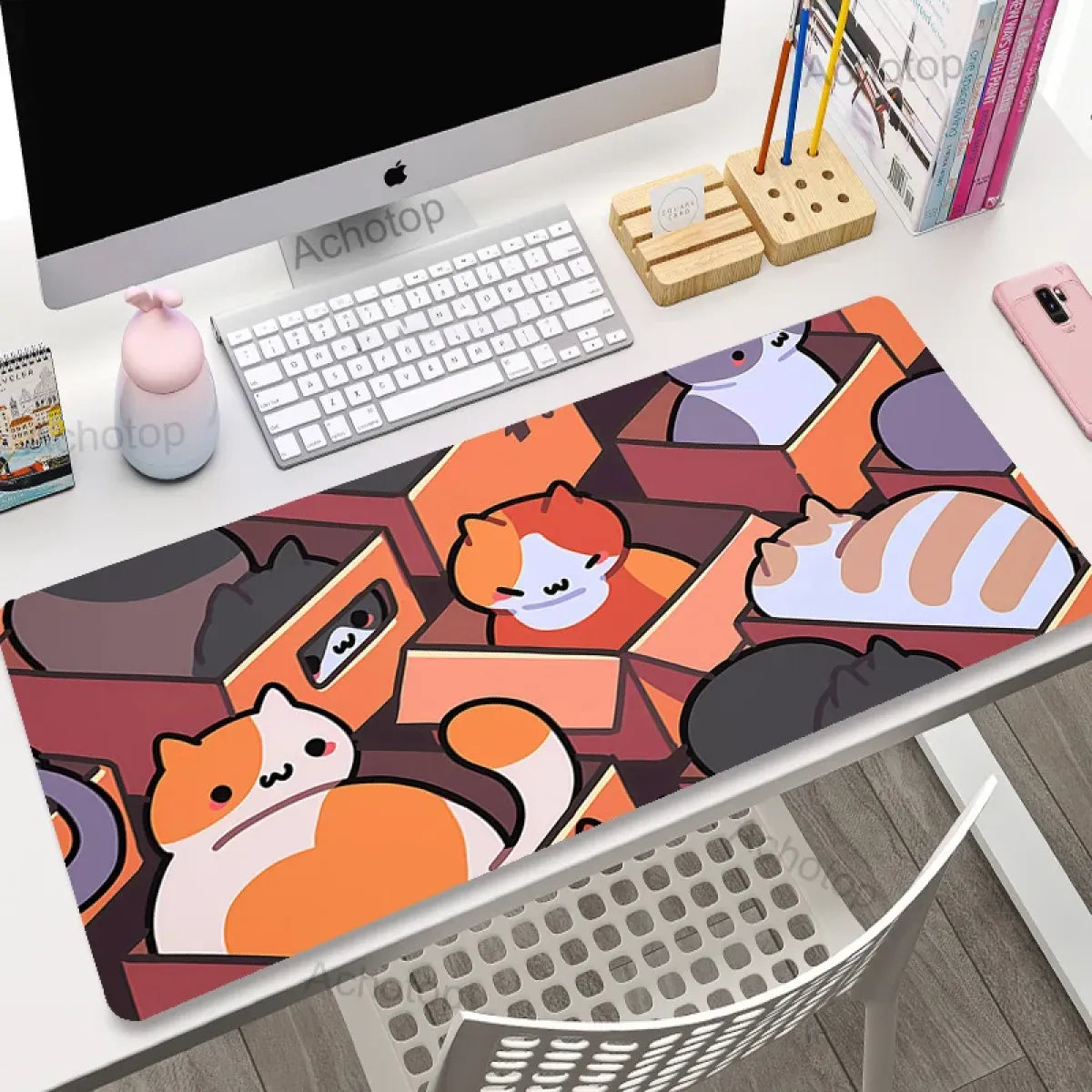 Kawaii Office Desk Mat - Adorned with Cute Cat Designs - Best Sellers - 16