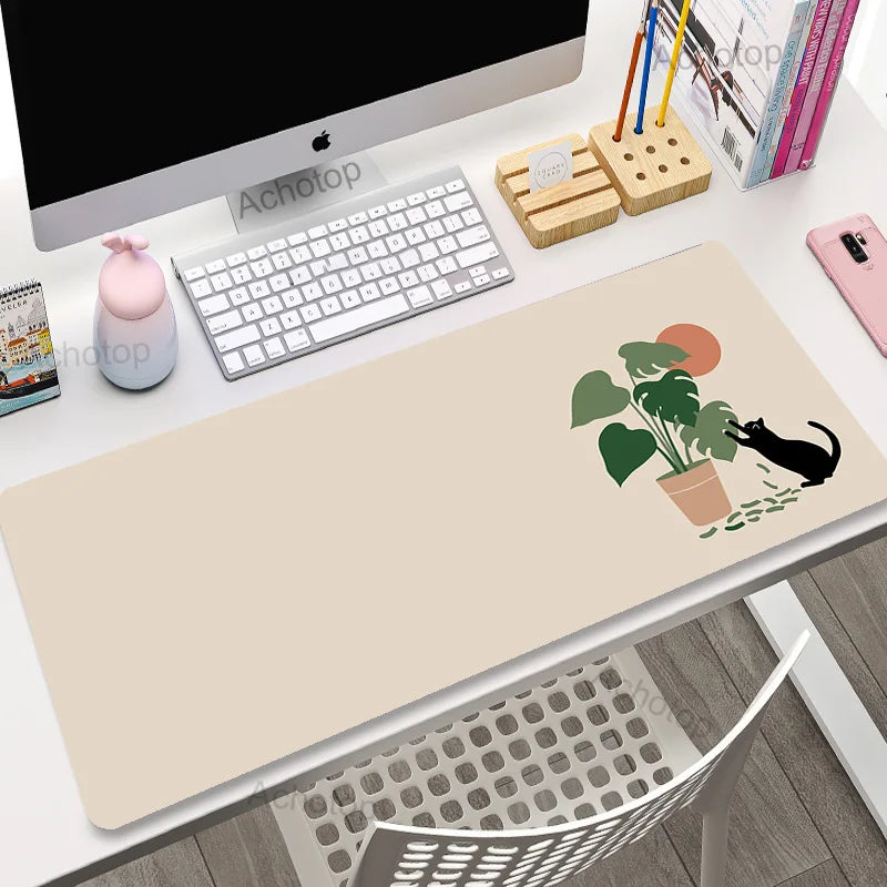 Kawaii Office Desk Mat - Adorned with Cute Cat Designs - Cat Plant / 600x300x3mm - All Products - Mouse Pads - 9 - 2024