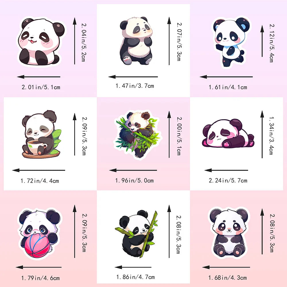 Kawaii Panda Stickers Pack - 10/50Pcs Cartoon Decals for Luggage & Notebooks - All Products - Decorative Stickers - 4