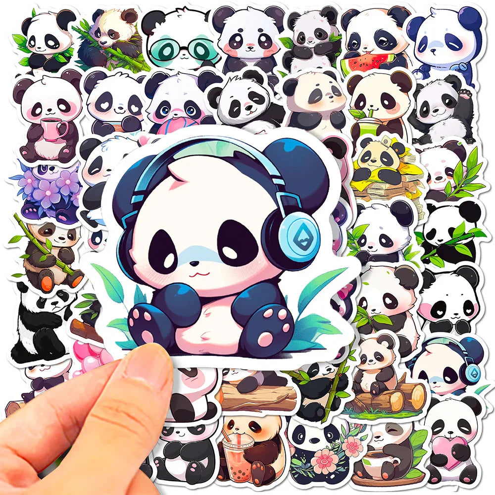 Kawaii Panda Stickers Pack - 10/50Pcs Cartoon Decals for Luggage & Notebooks - 10pcs Random - All Products - Decorative