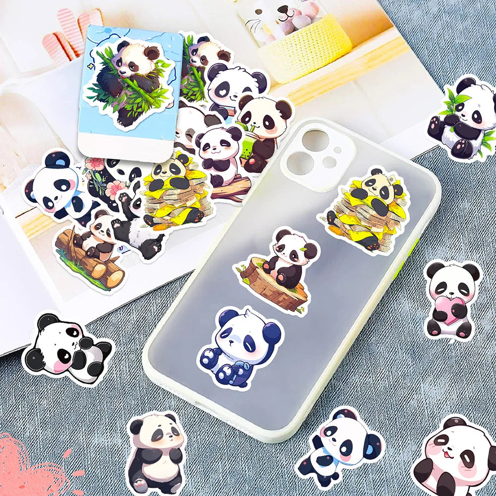 Kawaii Panda Stickers Pack - 10/50Pcs Cartoon Decals for Luggage & Notebooks - All Products - Decorative Stickers - 5