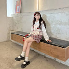 Kawaii Patchwork Cherry Bow Knit Sweater Vest - Sweaters - 8