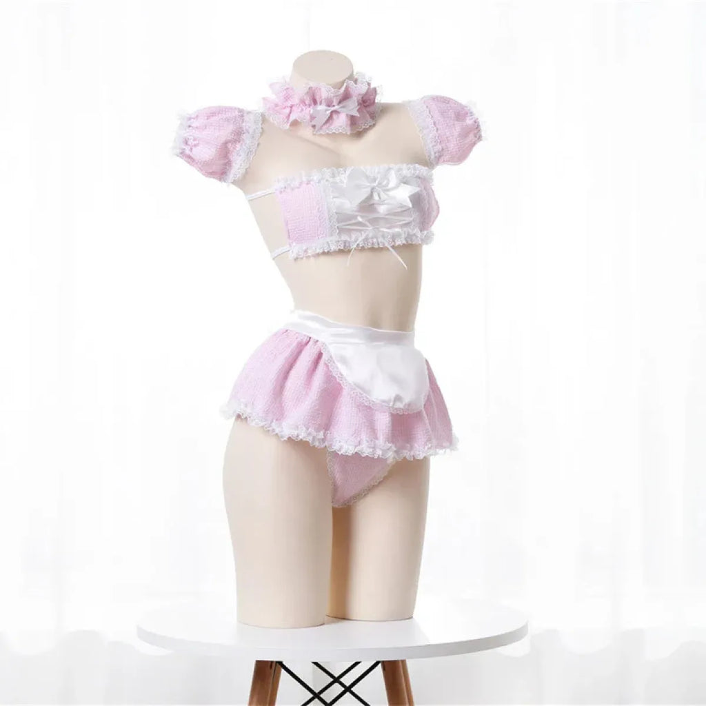 Kawaii Pink Apron Maid Lingerie Set - Women’s Clothing & Accessories - 2