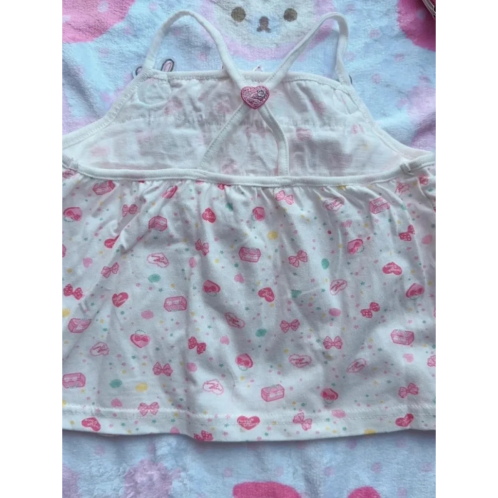 White Kawaii Ruffle Camisole – Bunny Embroidery & Bow Print - Women’s Clothing & Accessories - Camisole - 4