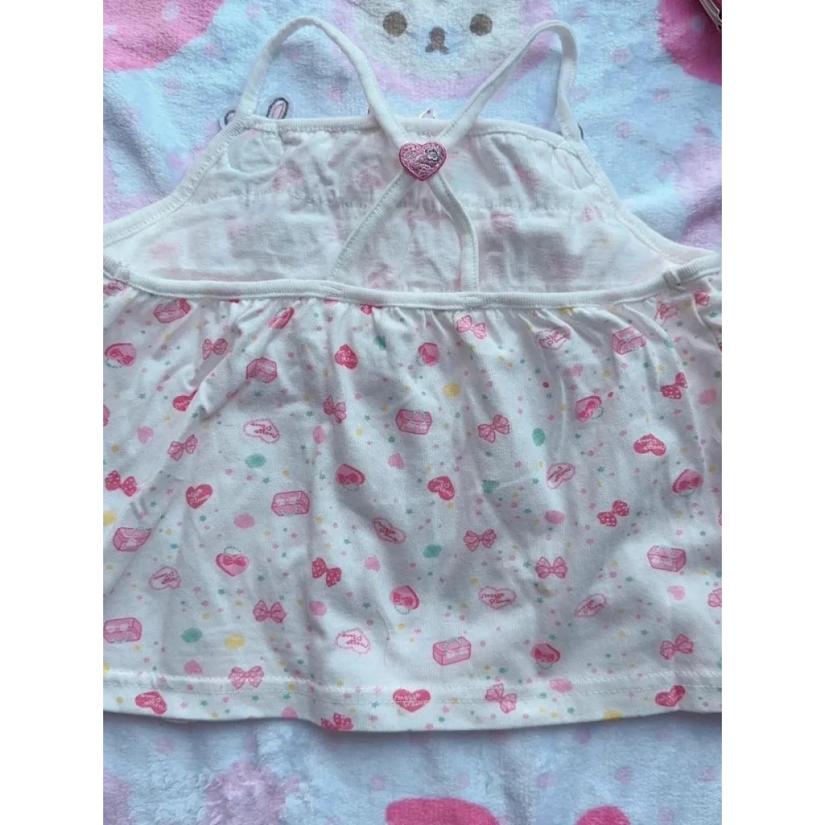 White Kawaii Ruffle Camisole – Bunny Embroidery & Bow Print - Women’s Clothing & Accessories - Camisole - 4