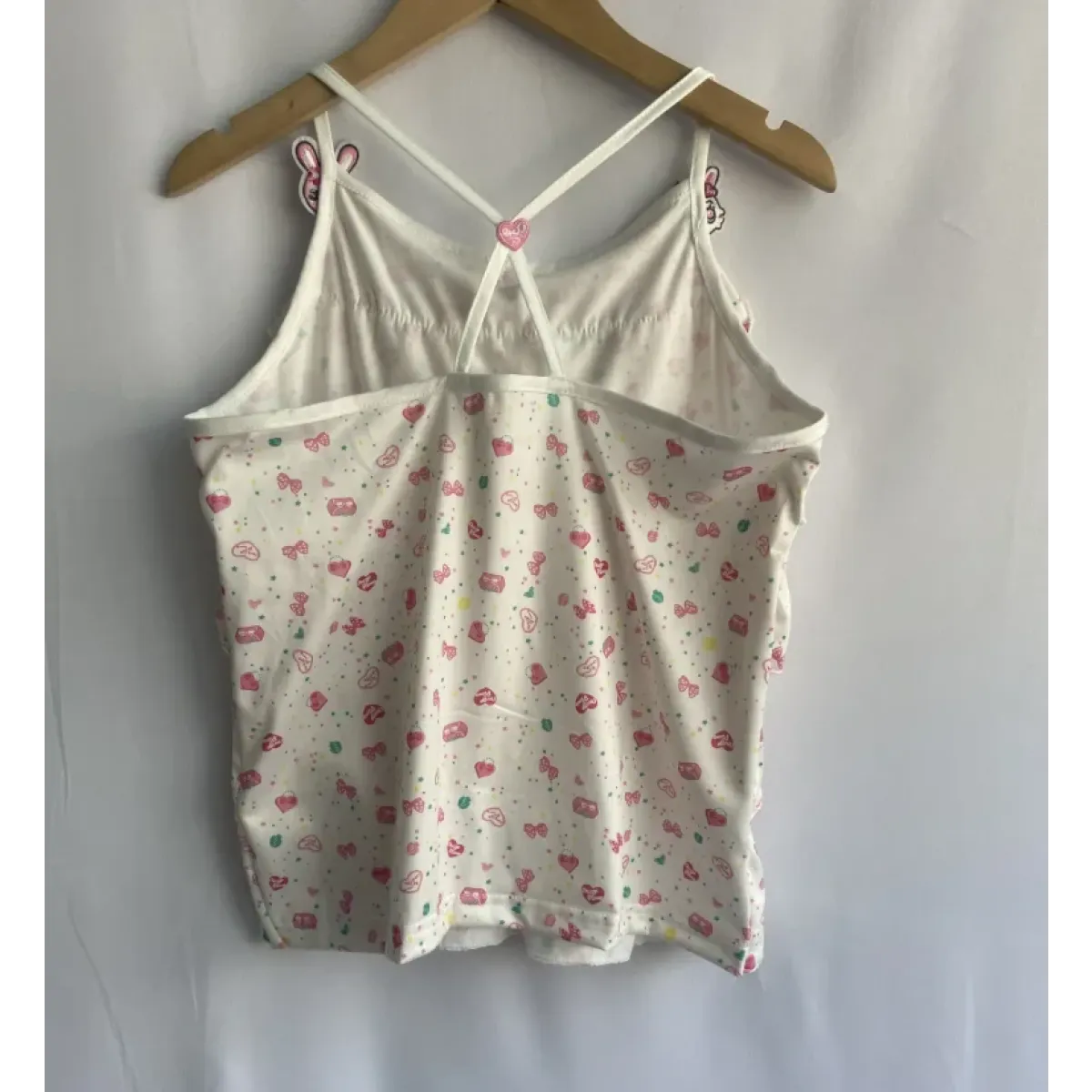 White Kawaii Ruffle Camisole – Bunny Embroidery & Bow Print - Women’s Clothing & Accessories - Camisole - 5