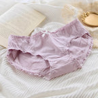 Kawaii Ruffle Edge Cotton Panties – Breathable Seamless Mid-Waist Lingerie - Women’s Clothing & Accessories - Lingerie