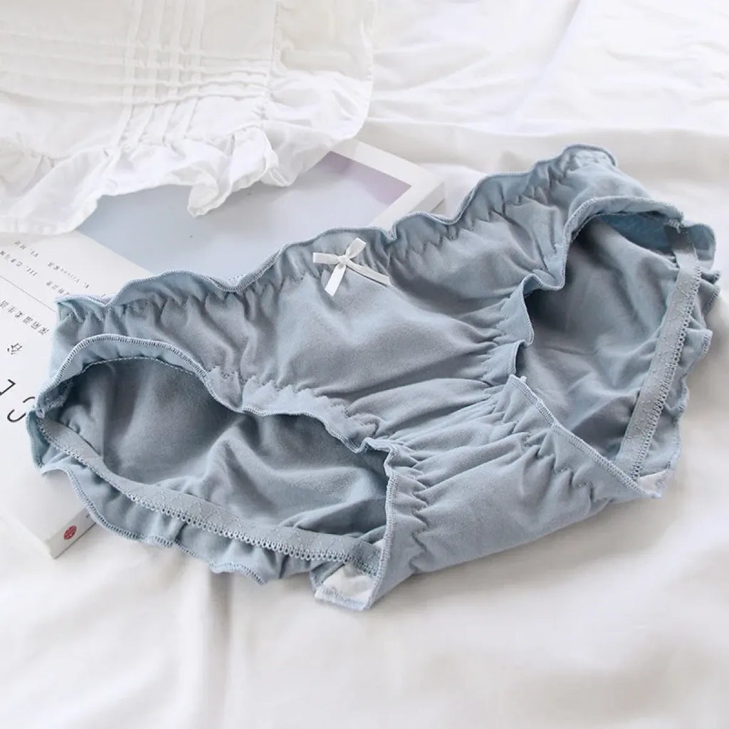 Kawaii Ruffle Edge Cotton Panties – Breathable Seamless Mid-Waist Lingerie - Women’s Clothing & Accessories - Lingerie