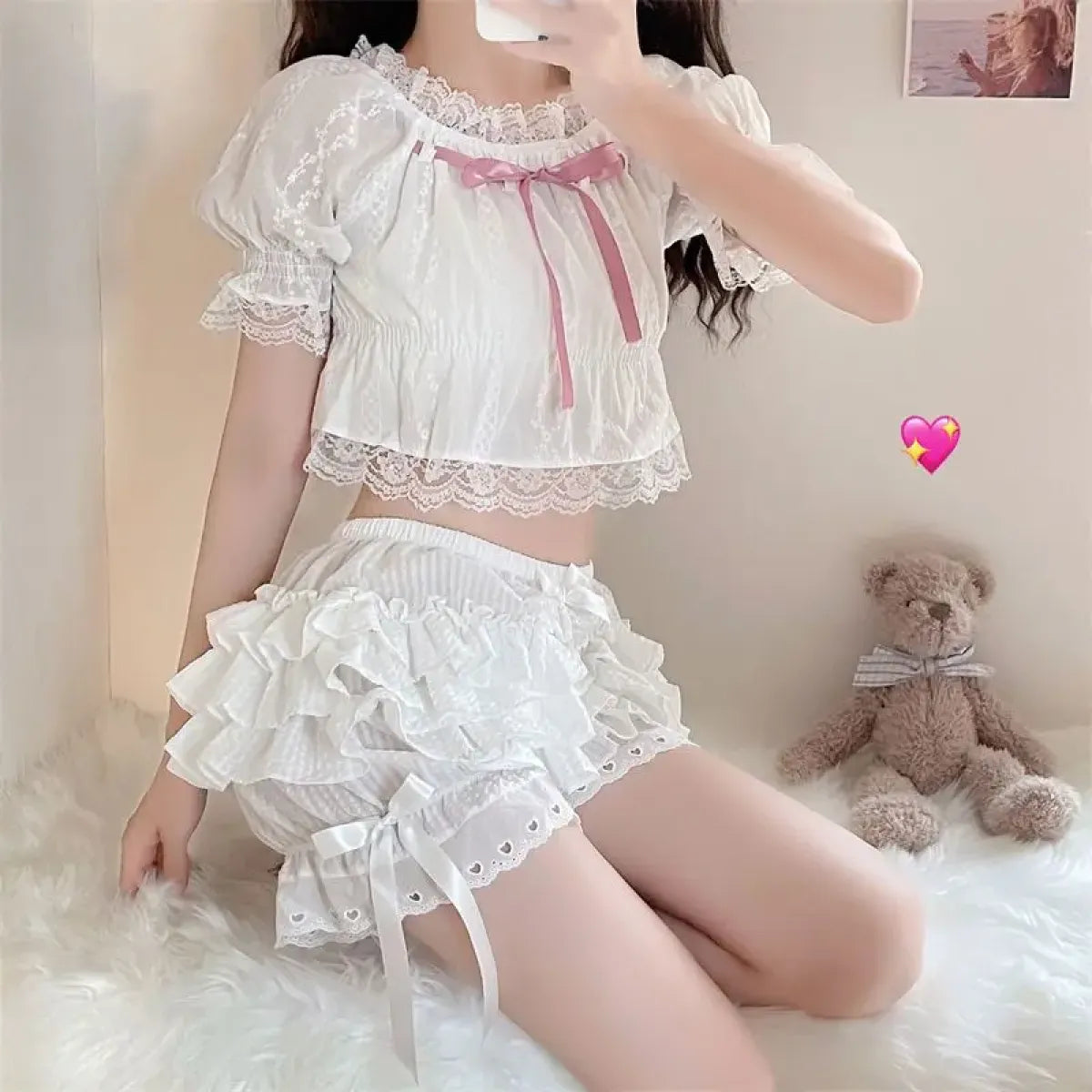 Kawaii Ruffle Lace Shorts - Shorts - Shorts - 21