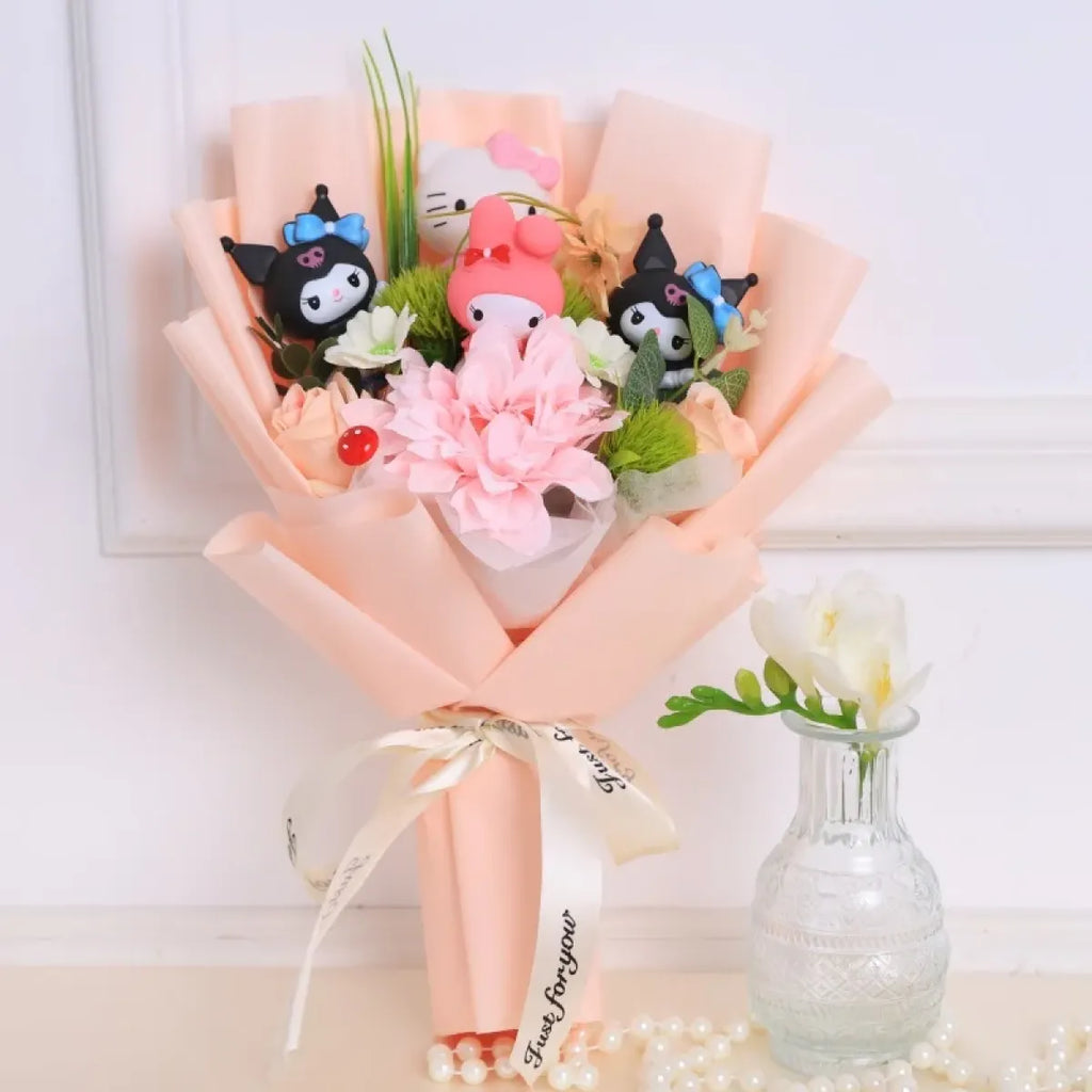 Kawaii Sanrio Plush Toy Bouquet – Hello Kitty & Kuromi Gift Set - Harajuku Style - Plushie - 2